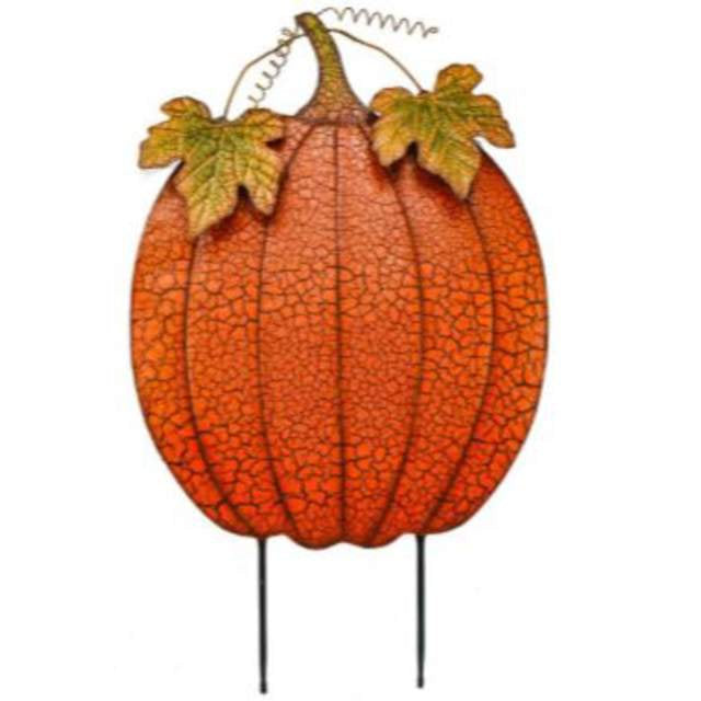 Orange Metal Pumpkin Yard Stake