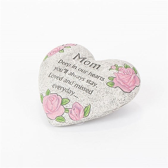 Cement Mom Heart Stone with Message