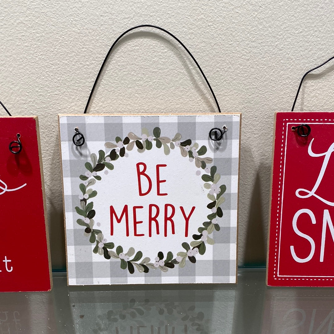 Wood Holiday Sign Ornament