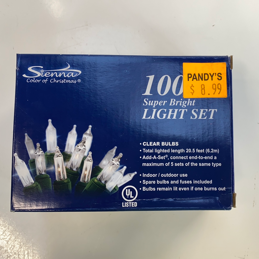 100 Super Bright Light Set Clear Bulbs