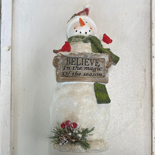 Standing Snowman Holding Sign (10.8"H)