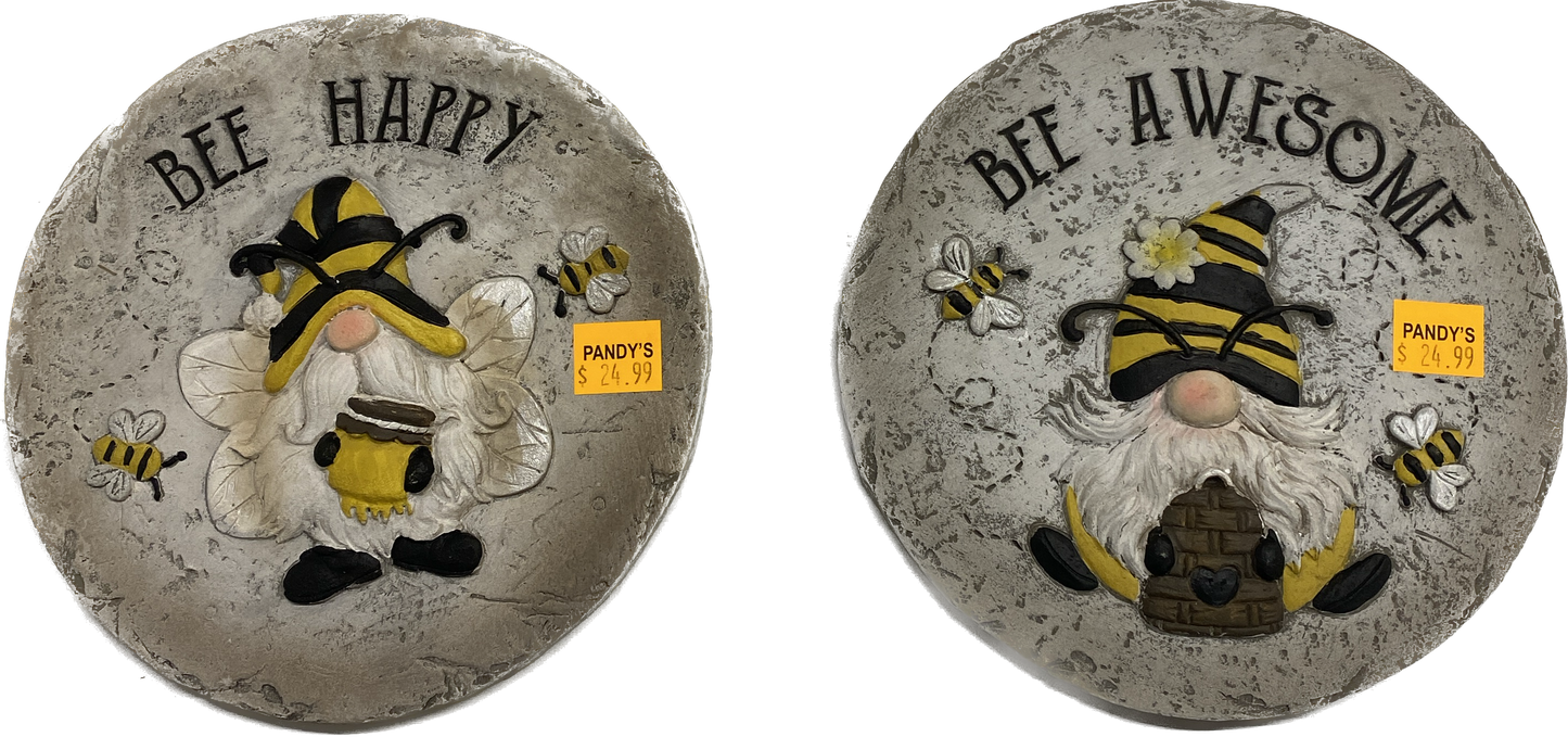 9.9"D Cement Bee Gnome Stepping Stone
