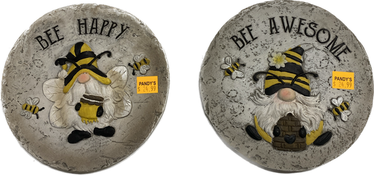 9.9"D Cement Bee Gnome Stepping Stone