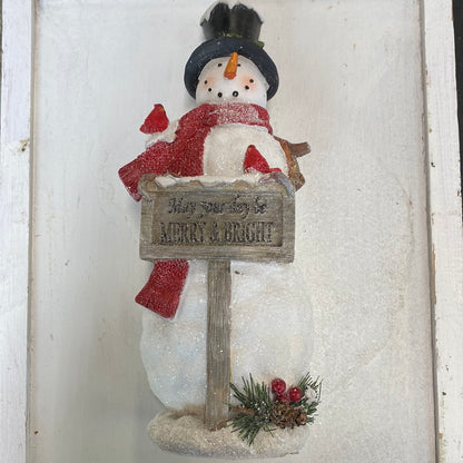 Standing Snowman Holding Sign (10.8"H)