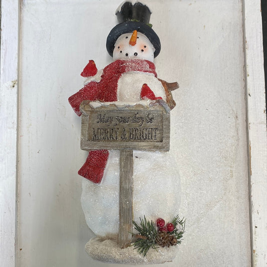 Standing Snowman Holding Sign (10.8"H)