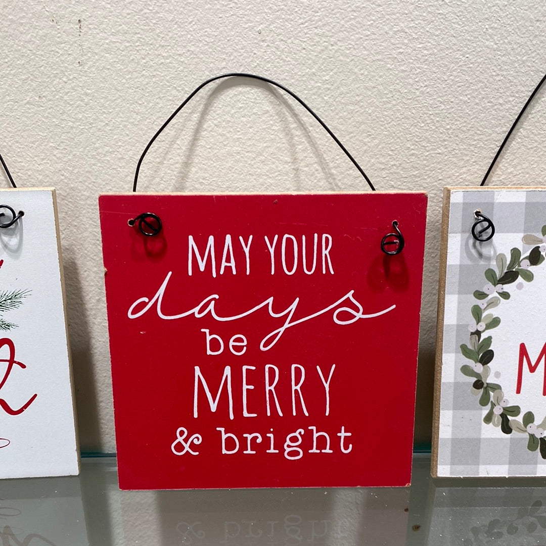 Wood Holiday Sign Ornament