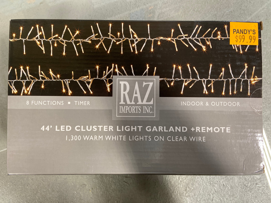 Holiday Lights 44’ Cluster Light Garland and Remote Warm White