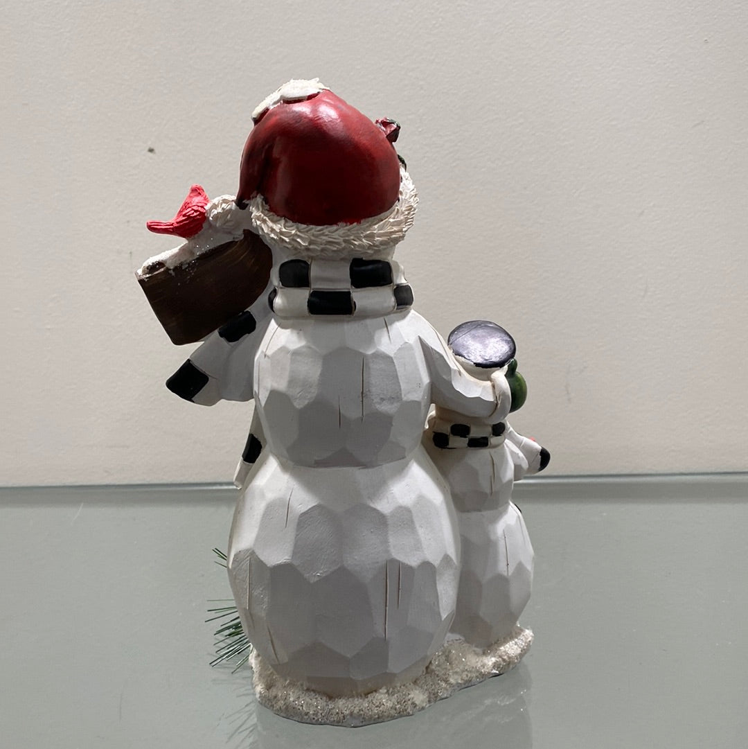 9” Resin Snowman Figurine w Sign