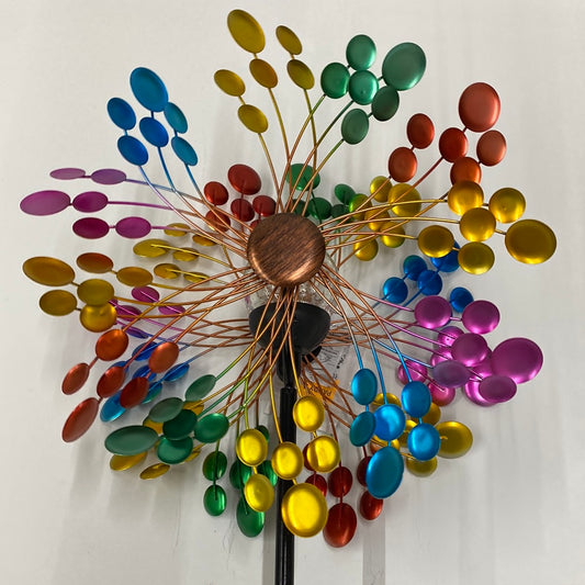 Solar Lighted Metal Wind Spinner 57"H