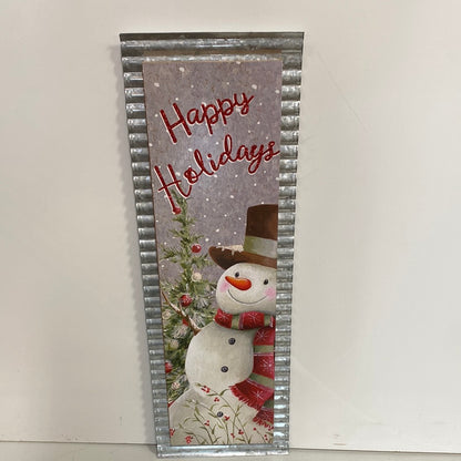 23.75” Wood and Galvanized Metal Holiday Sign