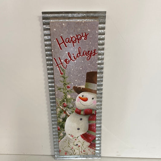23.75” Wood and Galvanized Metal Holiday Sign