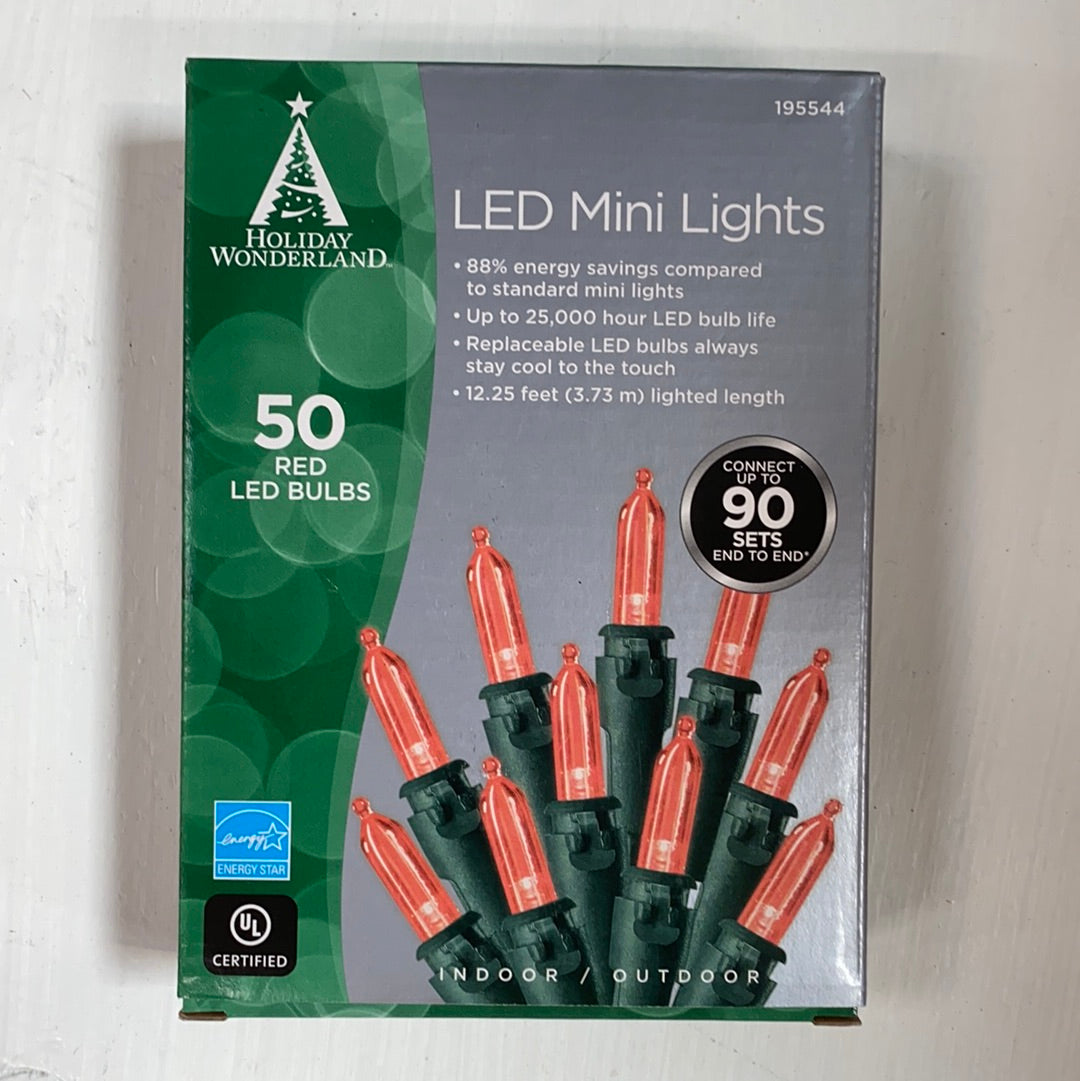 LED Mini Lights 50 Red Bulbs