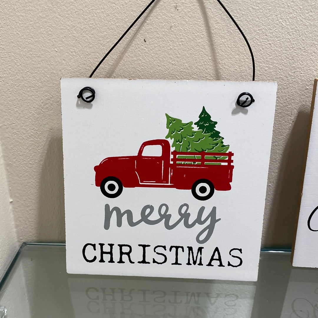 Wood Holiday Sign Ornament