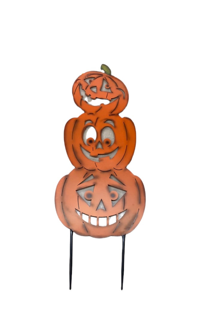 3 Stack Metal Pumpkin Face