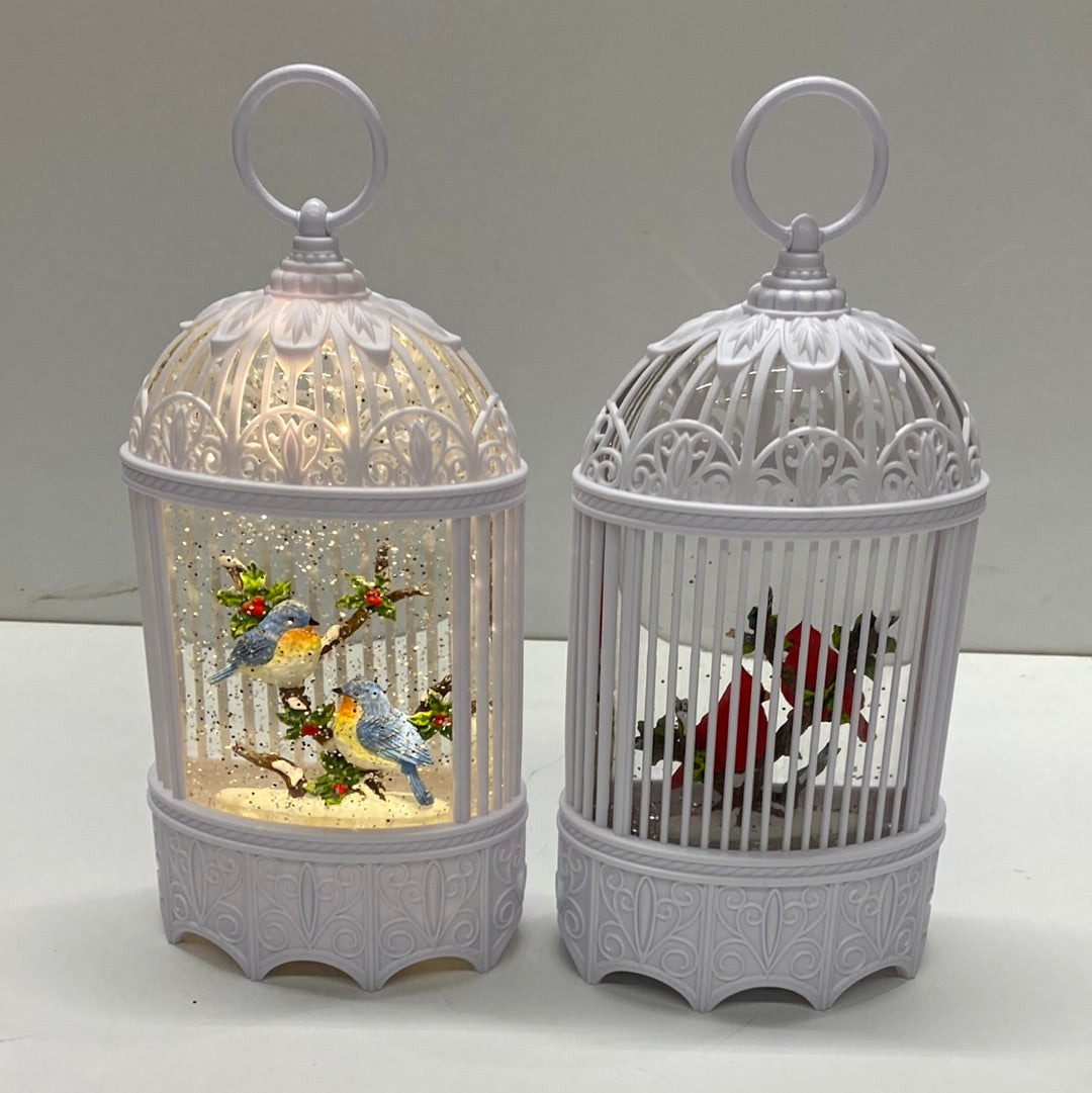 Bird Cage Lighted Holiday Water Globe (11.5"H)