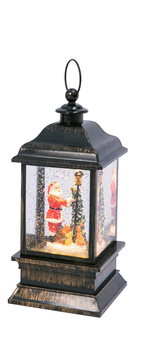 XX2 Lighted Spinning Water Globe Lantern w/ Santa Holiday Scene