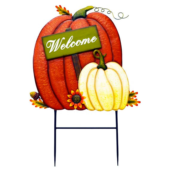 Metal Welcome Pumpkin Yard Stake