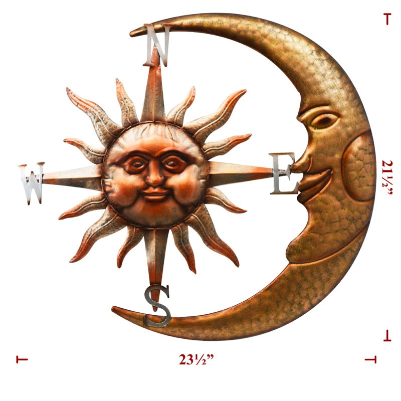 36" Metal Moon/Sun Wall Plaque